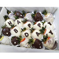 20pcs Black & White Marble Chocolate Strawberries Gift Box (Custom Wording)